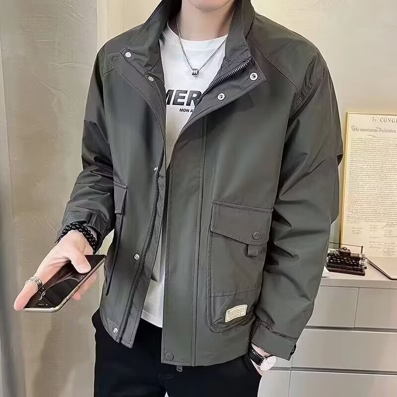 潮流新款外套男士春秋季气质痞帅上衣防风防水翻领工装夹克衣服