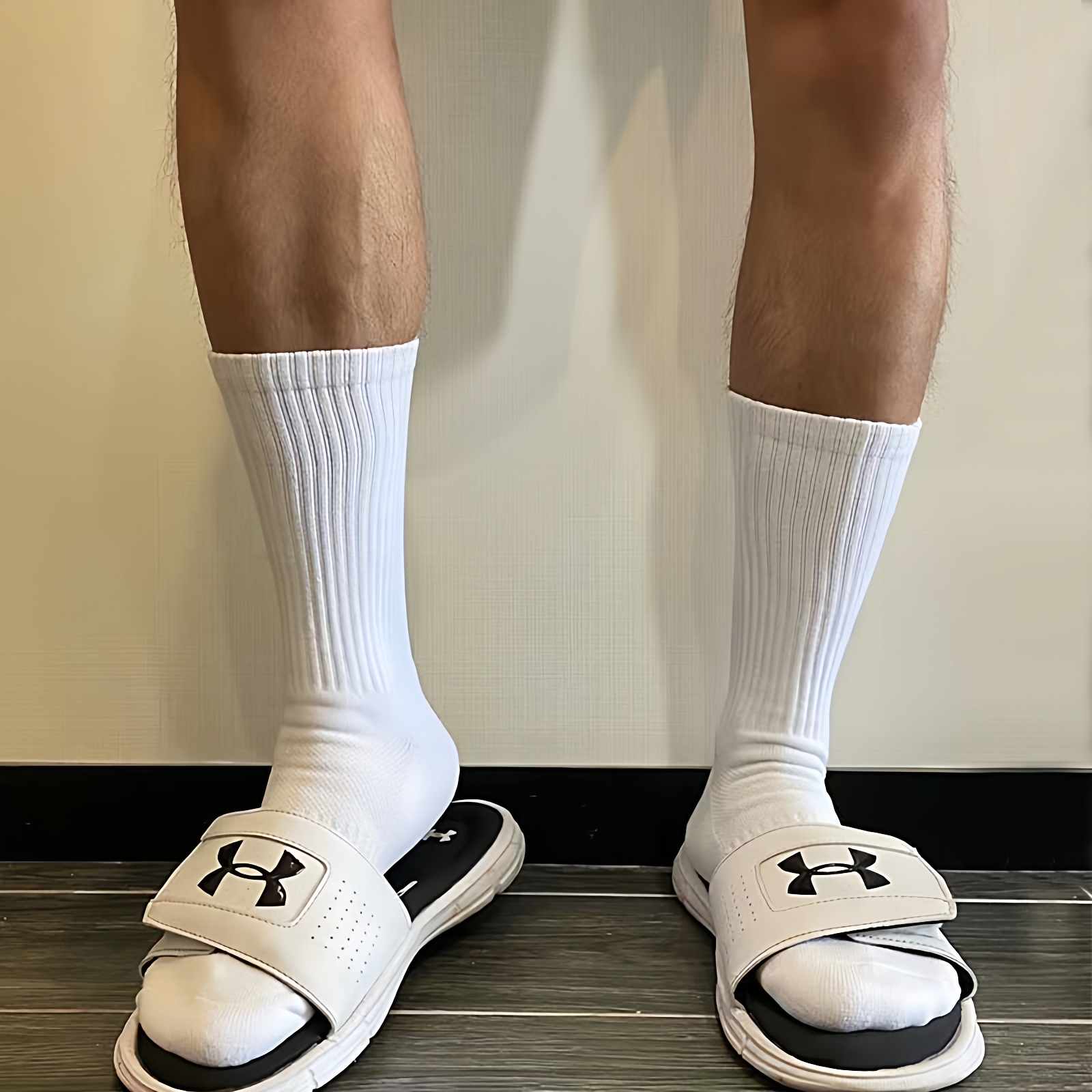 【高品质】白色毛巾底袜子男运动