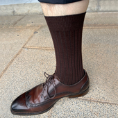袜子男士 棕色长袜中筒纯棉 袜防臭透气皮鞋 春夏季 高筒商务绅士西装