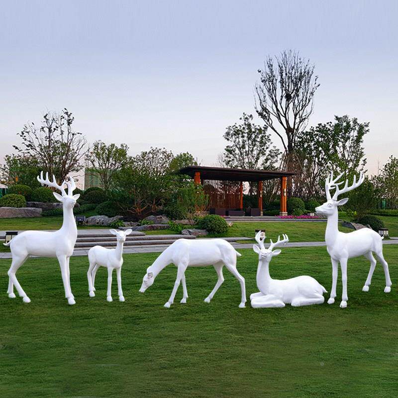 户外花园大型梅花鹿摆件玻璃钢景观雕塑园林别墅公园装饰工艺品