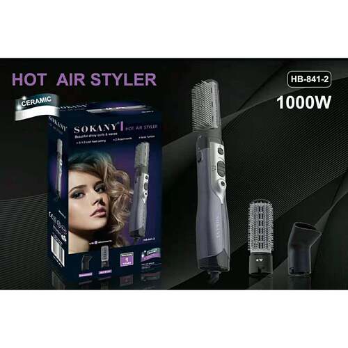 外贸SOKANY841-2热风梳美发梳二合一卷发棒风梳 Hot Air Styler