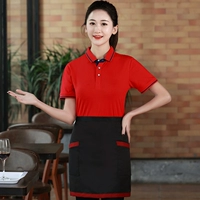 Красный черный короткий фартук, комплект, короткий рукав