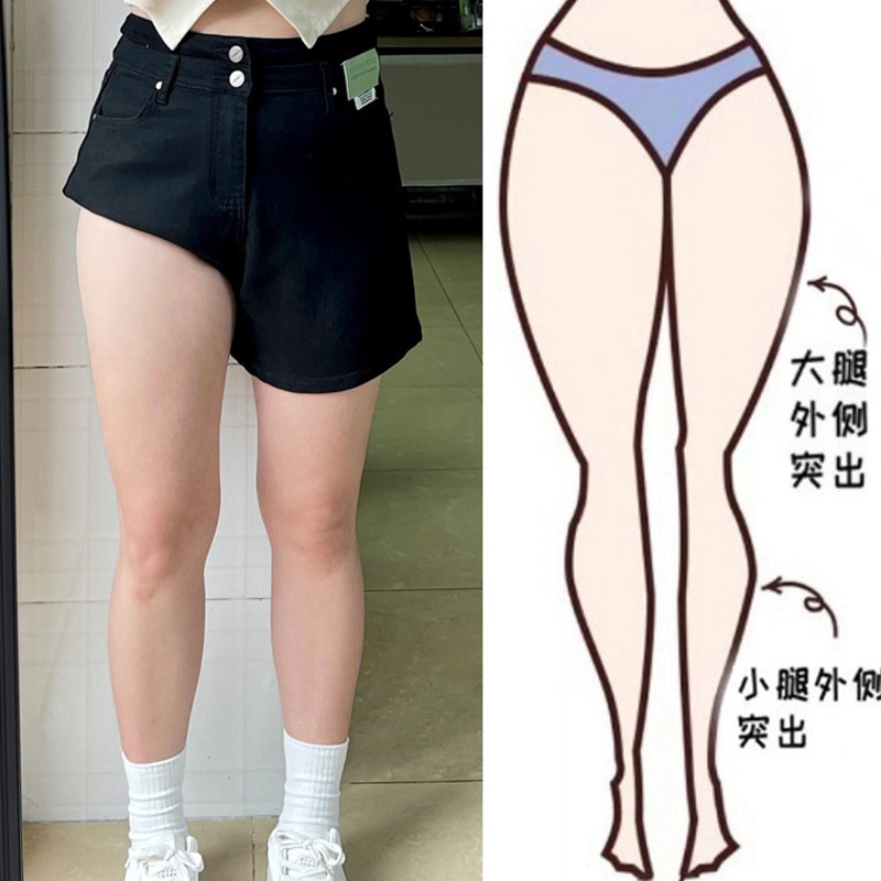 梨形身材牛仔短裤女夏新款大码胖mm高腰弹力遮胯显瘦a字阔腿热裤
