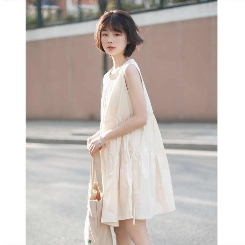 无袖连衣裙女夏2024宽松小个子背心裙设计感小众少女裙公主吊带裙