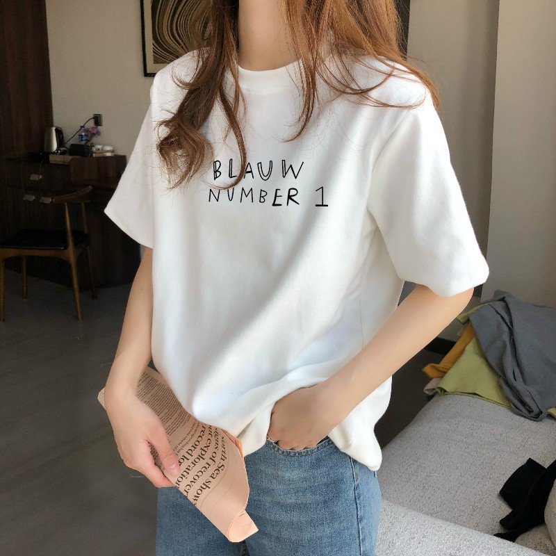 白色t恤女短袖2025年夏季正肩内搭纯棉宽松打底衫显瘦简约上衣服