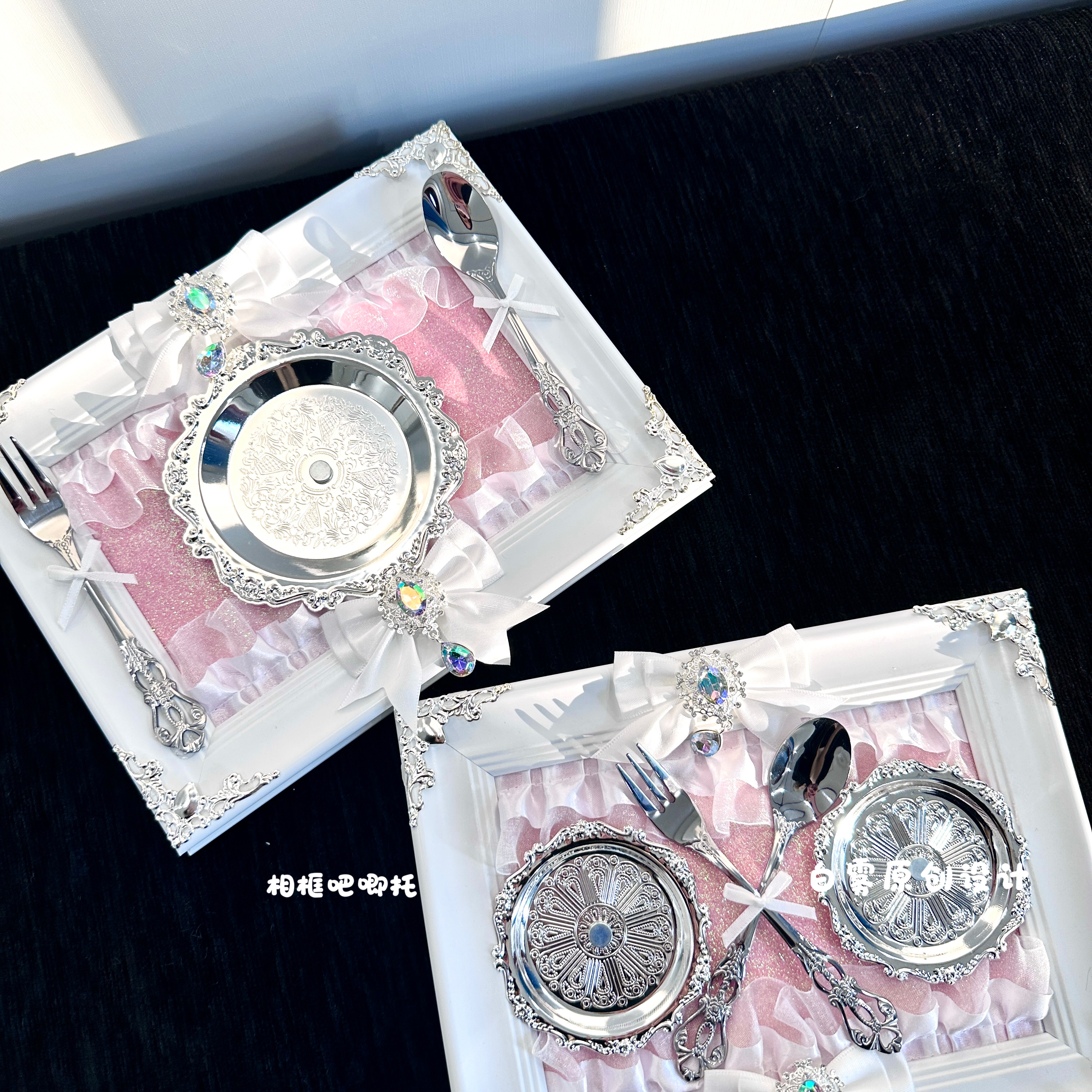 相框吧唧托白雾原创成品蕾丝蝴蝶结谷美二次元礼物吧唧托吃谷徽章