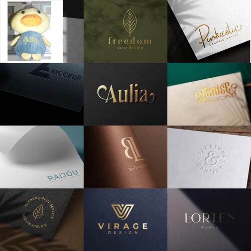 35款质感纸张烫金烫银凹凸工艺logo设计VI文创品牌展示PSD样机