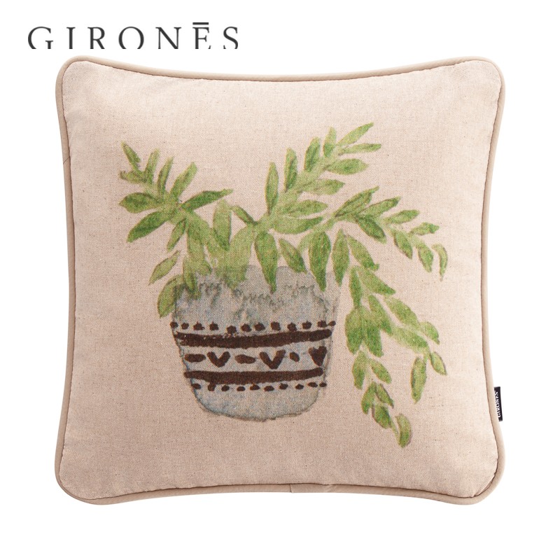 GIRONES进口西班牙数码印花棉涤绿植盆景客厅咖啡厅抱枕靠垫腰靠