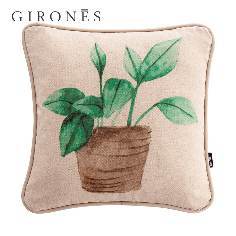 GIRONES进口西班牙数码印花方形绿植盆栽客厅沙发抱枕靠垫套含芯