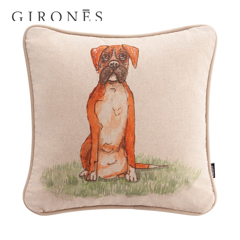 GIRONES进口时尚简约家居配饰宠物狗狗图案沙发床头抱枕靠垫含芯