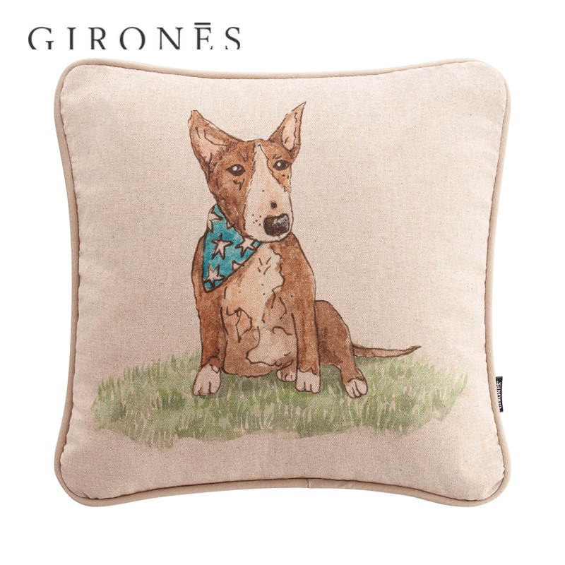 GIRONES进口西班牙可爱宠物狗系列简约客厅沙发双面方形抱枕靠垫