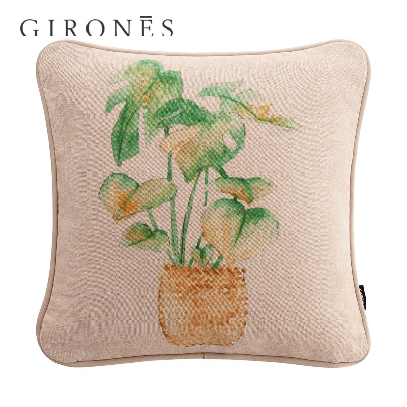 GIRONES进口西班牙数码印花双面方形绿植盆栽客厅沙发抱枕靠垫套