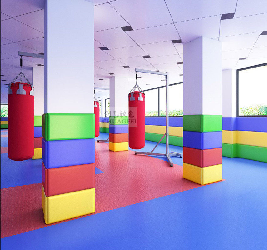 防撞软包墙贴跆拳道早教中心舞蹈室背景墙软包柱子异形尺寸定做