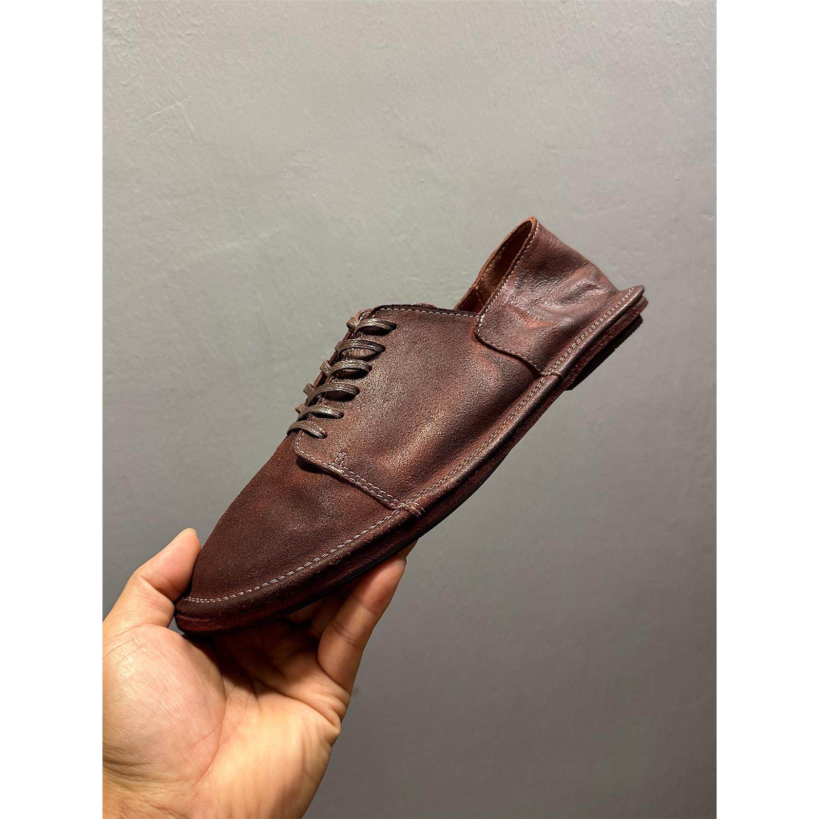 高级磨砂感马皮豆豆鞋耐磨男士一脚蹬商务休闲皮鞋覆古做旧手工鞋,居家日用,防护鞋,淘宝优惠券,粉丝福利购,淘宝优惠卷