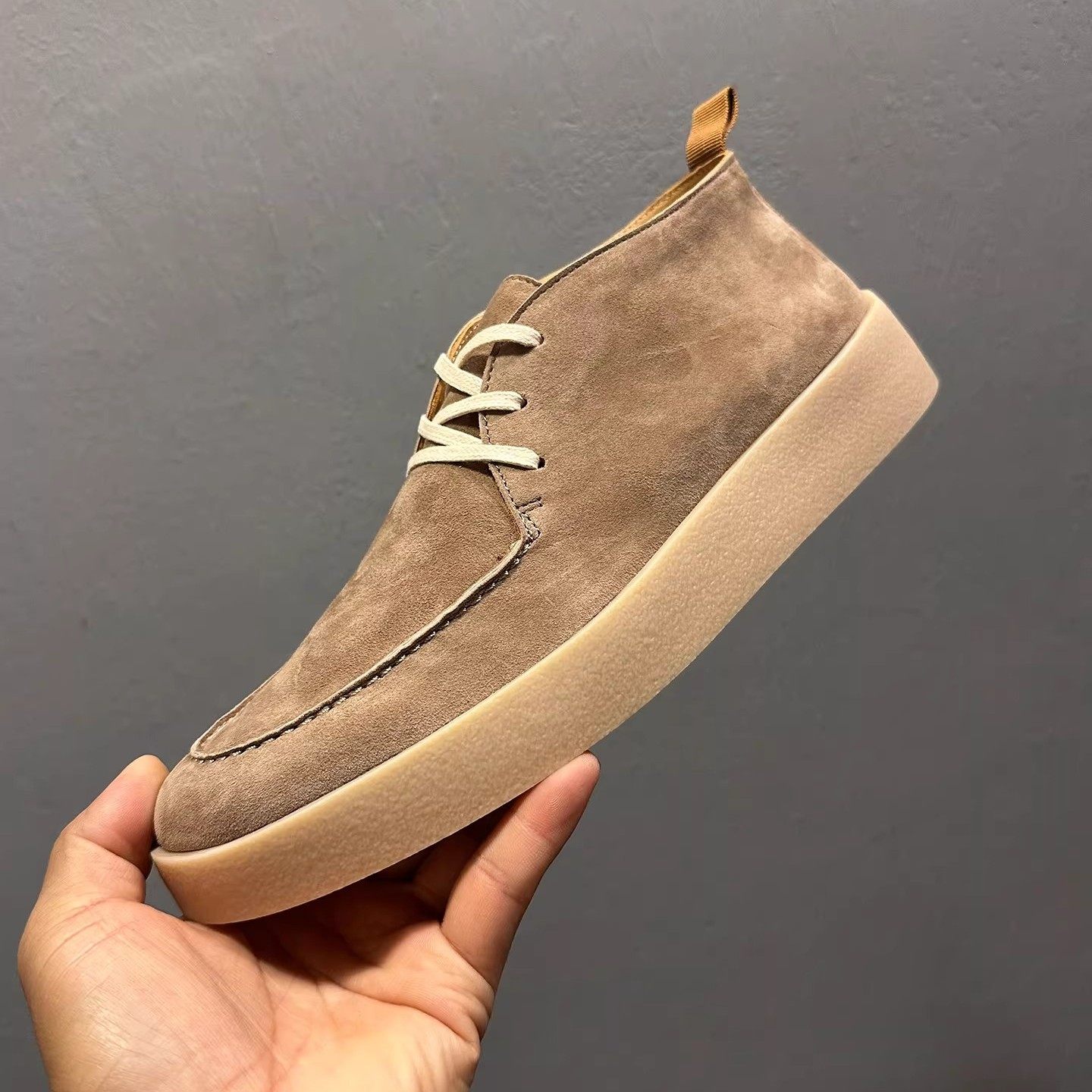 真皮高帮鞋男高级感软面牛翻绒百搭复古潮户外休闲系带防护用品鞋,居家日用,防护鞋,淘宝优惠券,粉丝福利购,淘宝优惠卷