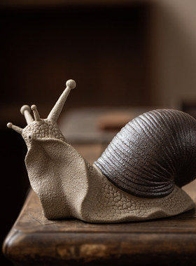 大号蜗牛陶瓷雕塑创意摆件家居桌面户外微景观鱼缸造景装饰工艺礼