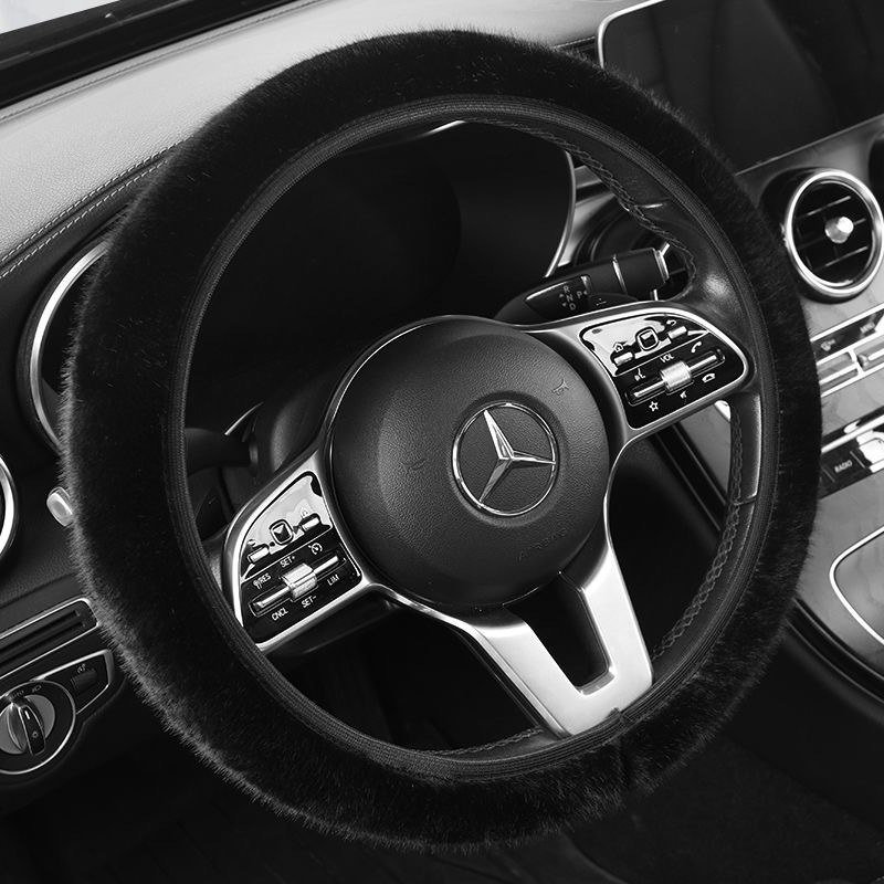 短毛绒方向盘套 仿水貂毛弹力松紧带防滑保暖汽车把套