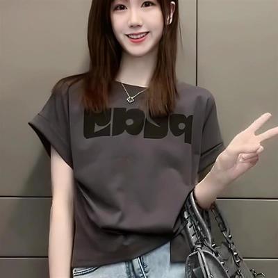 不规则短袖t恤女夏季2025新款爆款韩系设计感短款独特绝美小上衣