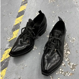 增高休闲小众翘头鞋 king模特巫师鞋 高跟厚底德比鞋 男款 尖头皮鞋