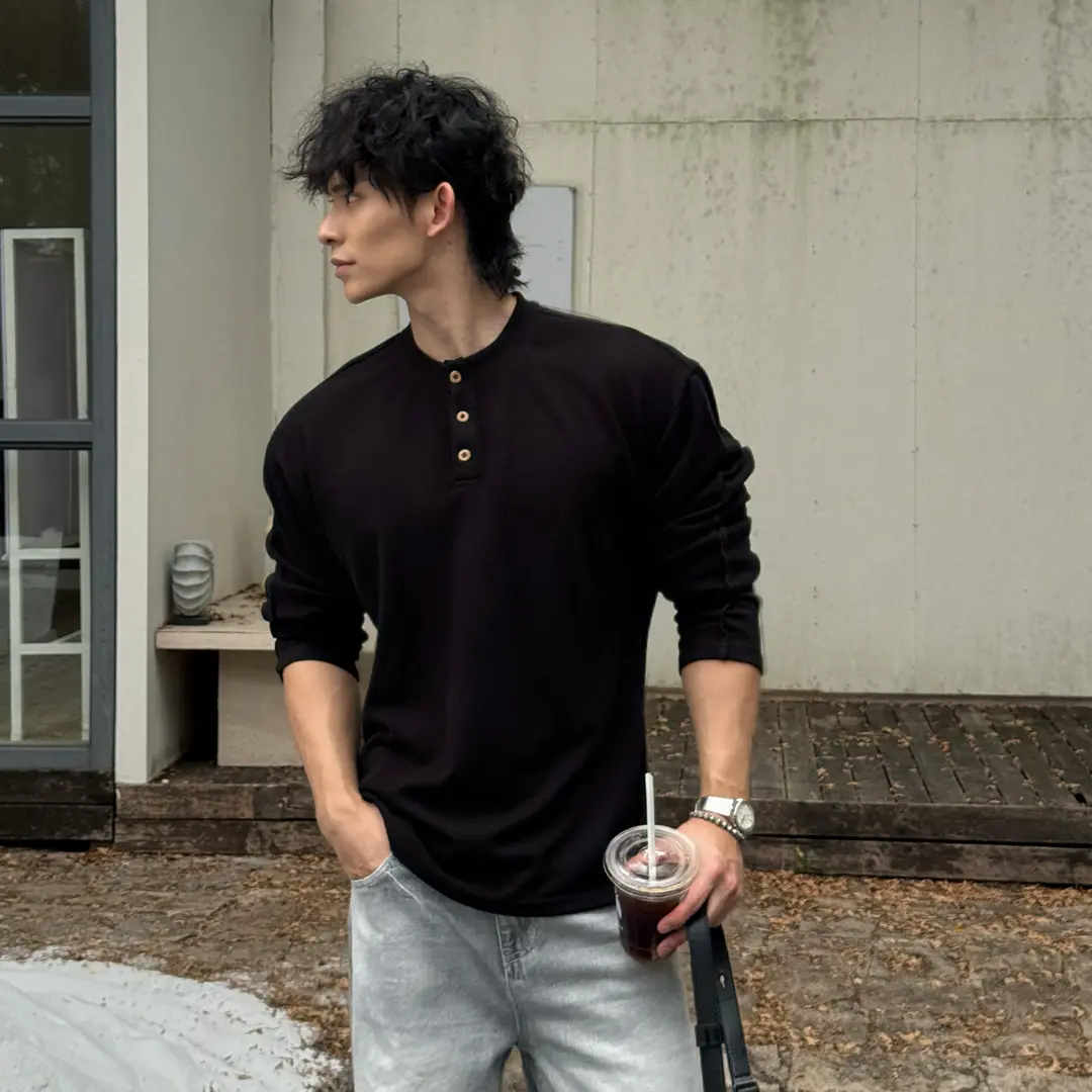 TechFit重磅亨利领男士长袖T恤