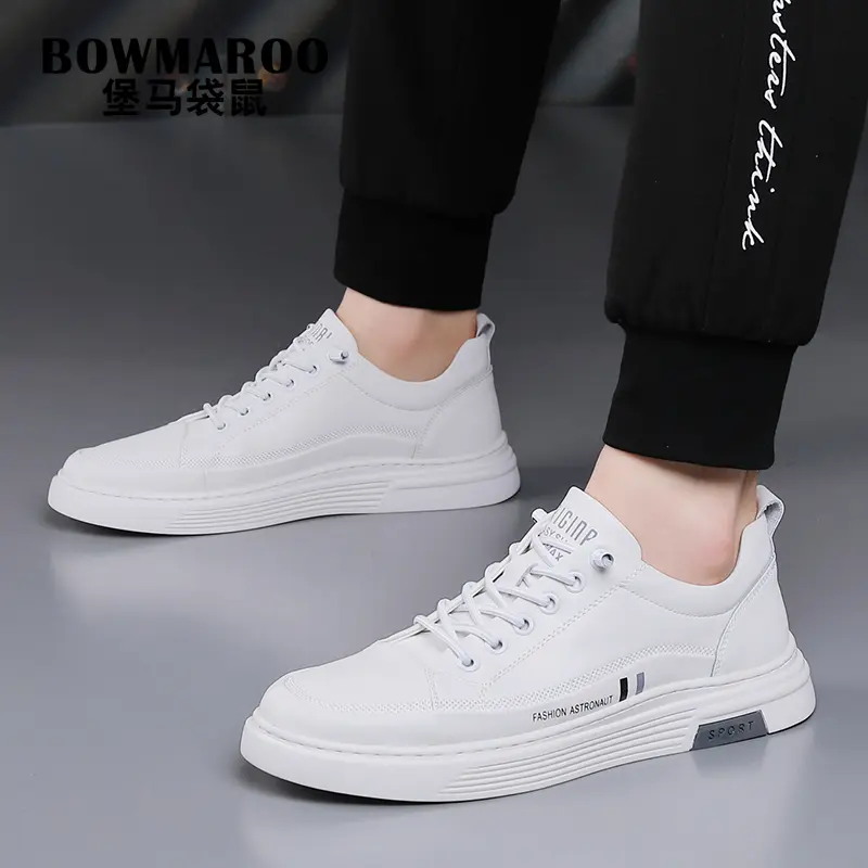 堡马袋鼠板鞋男款2026春夏季新款小白鞋潮鞋透气百搭上班休闲皮鞋