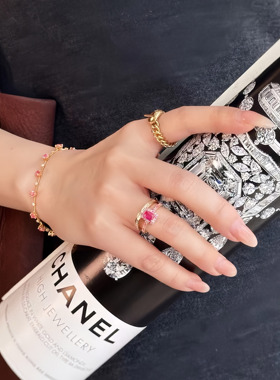 18K黄红宝石戒指群镶轻奢