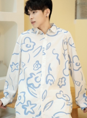 春晚周深同款 DDCHENG 手绘花草线条衬衫