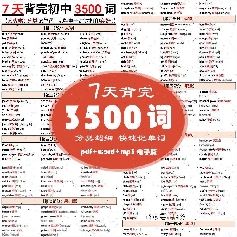 7天背完3500词高中英语词汇40篇短文高考同步单词专项必背电子版