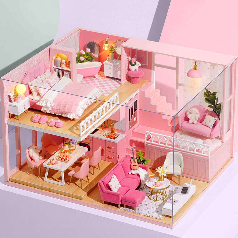 diy小屋阁楼别墅公主房手工制作迷你小房子拼装模型玩具生日礼物