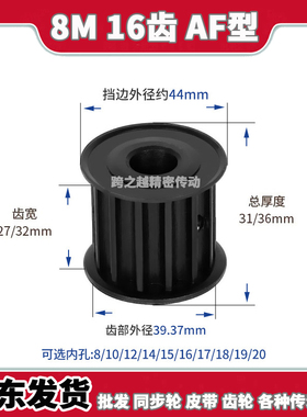 BLA188M16齿250槽宽27/32AF型两面平S45C碳钢同步轮300内孔8-20mm