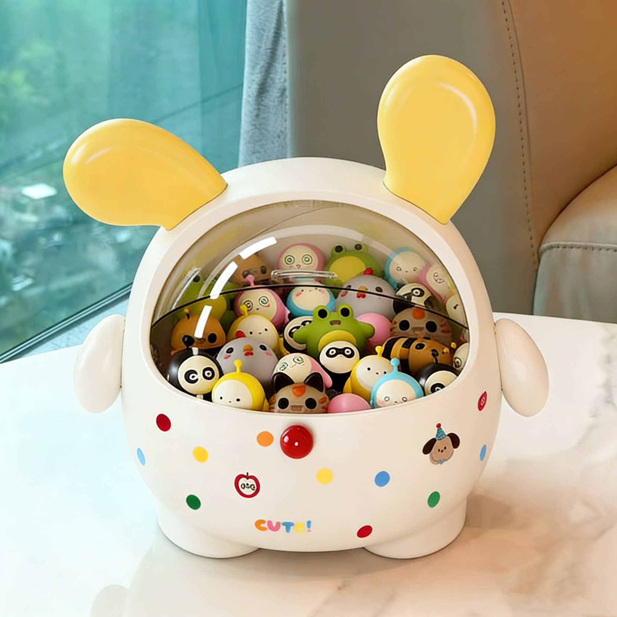 可爱小萌粒收纳盒透明迷你玩具盲盒积分卡罐子桌面摆件发饰展示盒,收纳整理,桌面收纳盒,淘宝优惠券,粉丝福利购,淘宝优惠卷