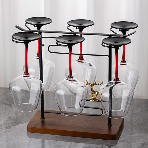 新中式红酒杯架创意高档轻奢高脚杯吊杯悬挂葡萄酒杯架子家用酒柜