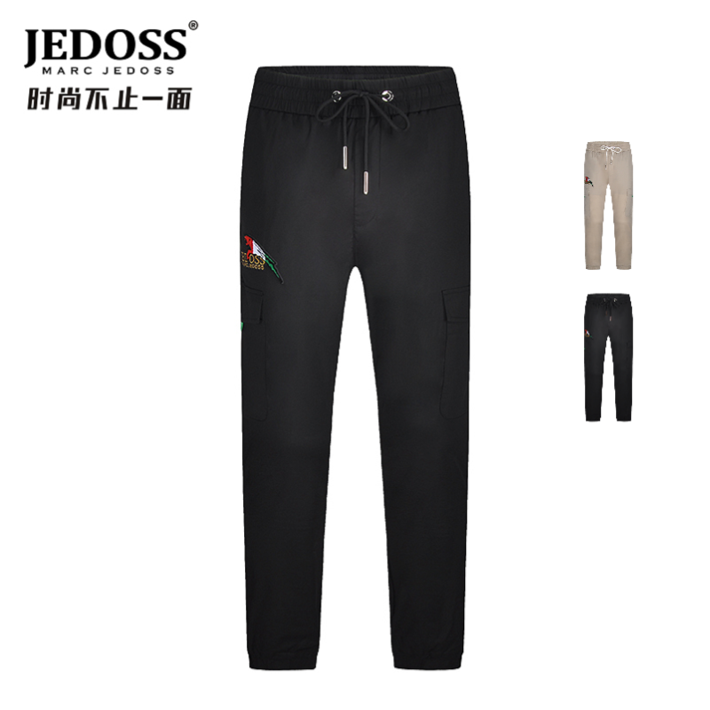 JEDOSS/爵迪斯男装夏季新款logo绣标束脚工装裤薄款休闲裤032