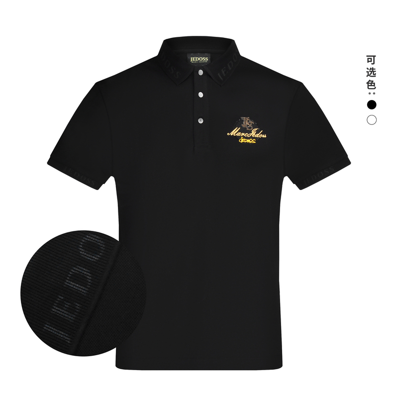 JEDOSS/爵迪斯男装2025春夏新款简约胸标刺绣时尚短袖POLO衫AM116