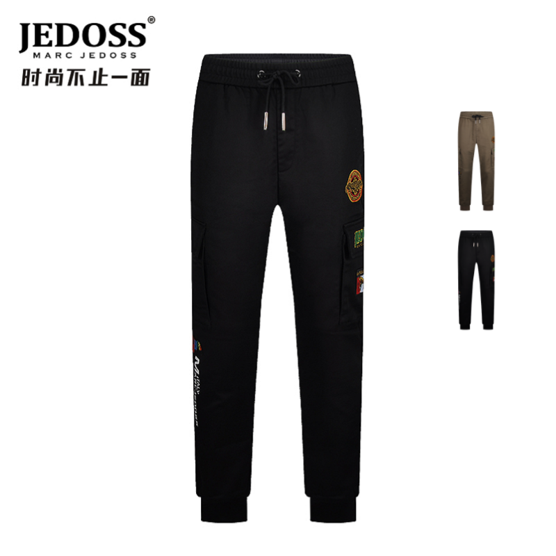 JEDOSS/爵迪斯男装秋冬专柜款章仔卡其布加厚束脚工装休闲裤084