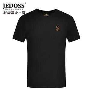 JEDOSS 夏季 新字母烫钻速干爽滑黑色圆领短袖 T恤899 爵迪斯男装