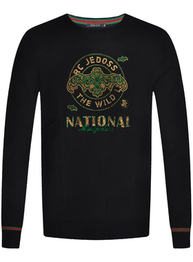 JEDOSS/爵迪斯男装秋冬专柜新款经典绿色烫钻长袖羊毛衫JS175