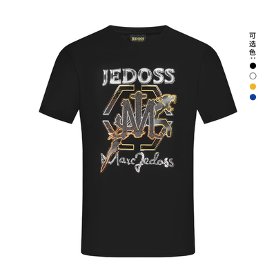 JEDOSS/爵迪斯男装夏季专柜新款玻璃纱镭射烫钻短袖T恤HM775