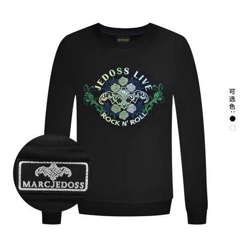 JEDOSS/爵迪斯男装秋冬新款经典LOGO烫钻刺绣套头卫衣薄AM106