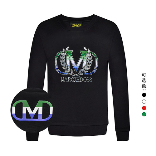 JEDOSS/爵迪斯男装秋冬新款炫彩印花麦穗烫钻修身卫衣020