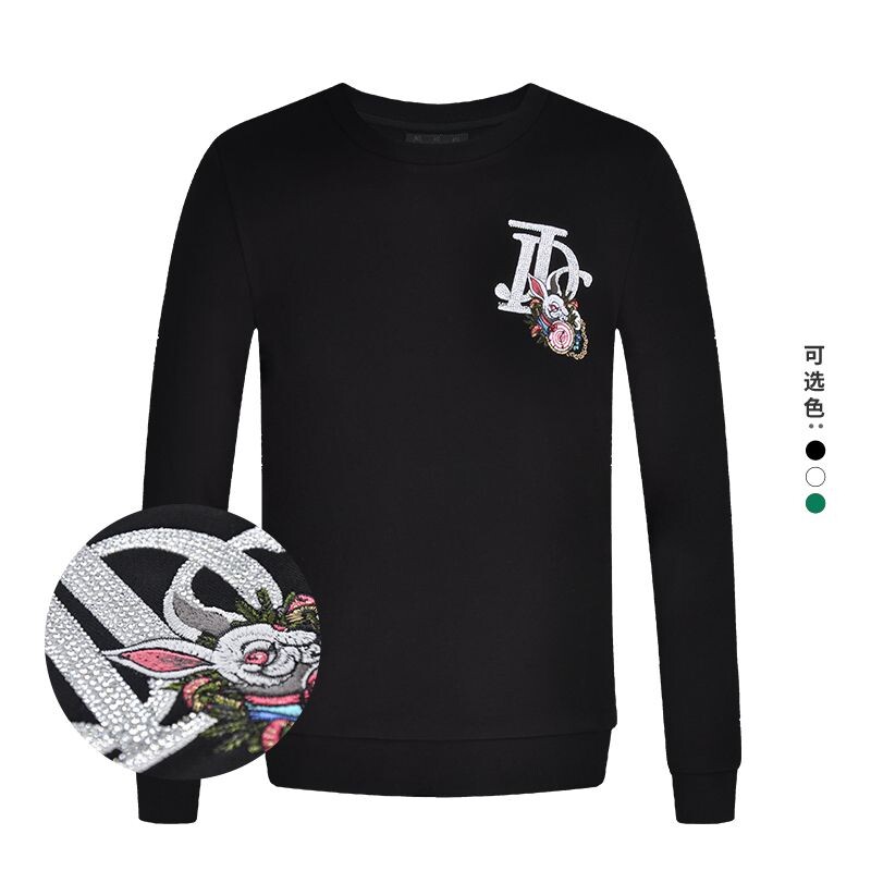 JEDOSS/爵迪斯男装秋季专柜新款祥瑞兔头大印花无帽卫衣116