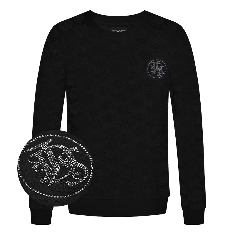 JEDOSS/爵迪斯男装秋冬专柜新款烫钻满提花无帽套头卫衣HM079