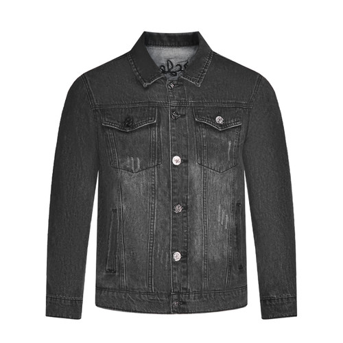 JEDOSS/爵迪斯男装初秋新款简约字母刺绣灰色牛仔外套SX005