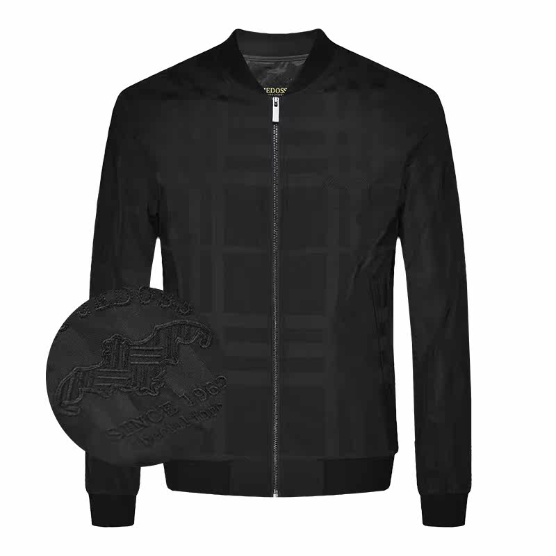 JEDOSS/爵迪斯男装秋冬专柜新款按格纹时尚拉链夹克外套GX655