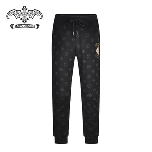 JEDOSS/爵迪斯男装夏季专柜款冰丝棉薄款针织休闲裤满印花潮0190