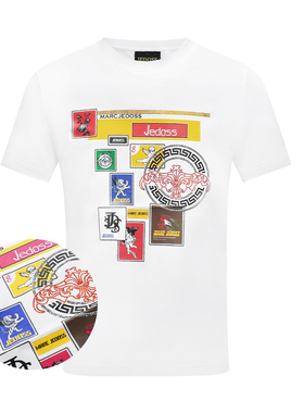 JEDOSS/爵迪斯夏季新款美式复古系列白色短T烫钻个性T恤Z131