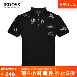 新款 烫钻黑色短袖 爵迪斯男装 polo衫 丝光珠地棉0018 夏季 JEDOSS