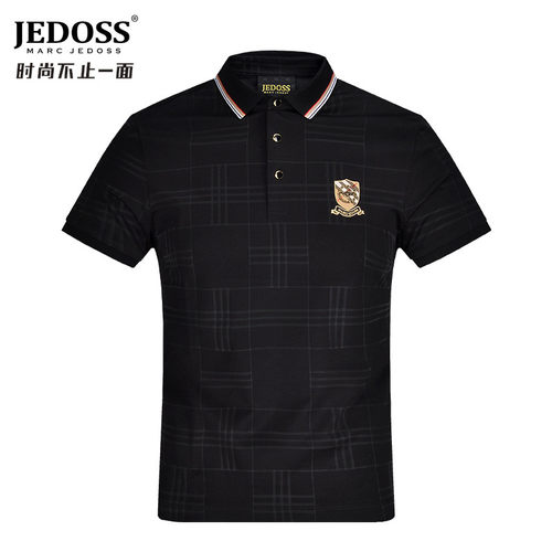 JEDOSS/爵迪斯男装夏季专柜新款立体LOGO格纹修身POLP衫潮牌