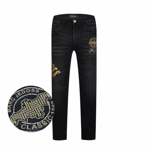 JEDOSS/爵迪斯男装秋冬专柜新款烫金烫钻修身牛仔裤长裤YL128