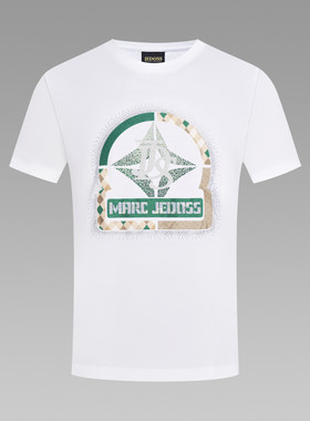 JEDOSS/爵迪斯男装夏季专柜新款几何水晶砂烫钻短袖T恤MG591